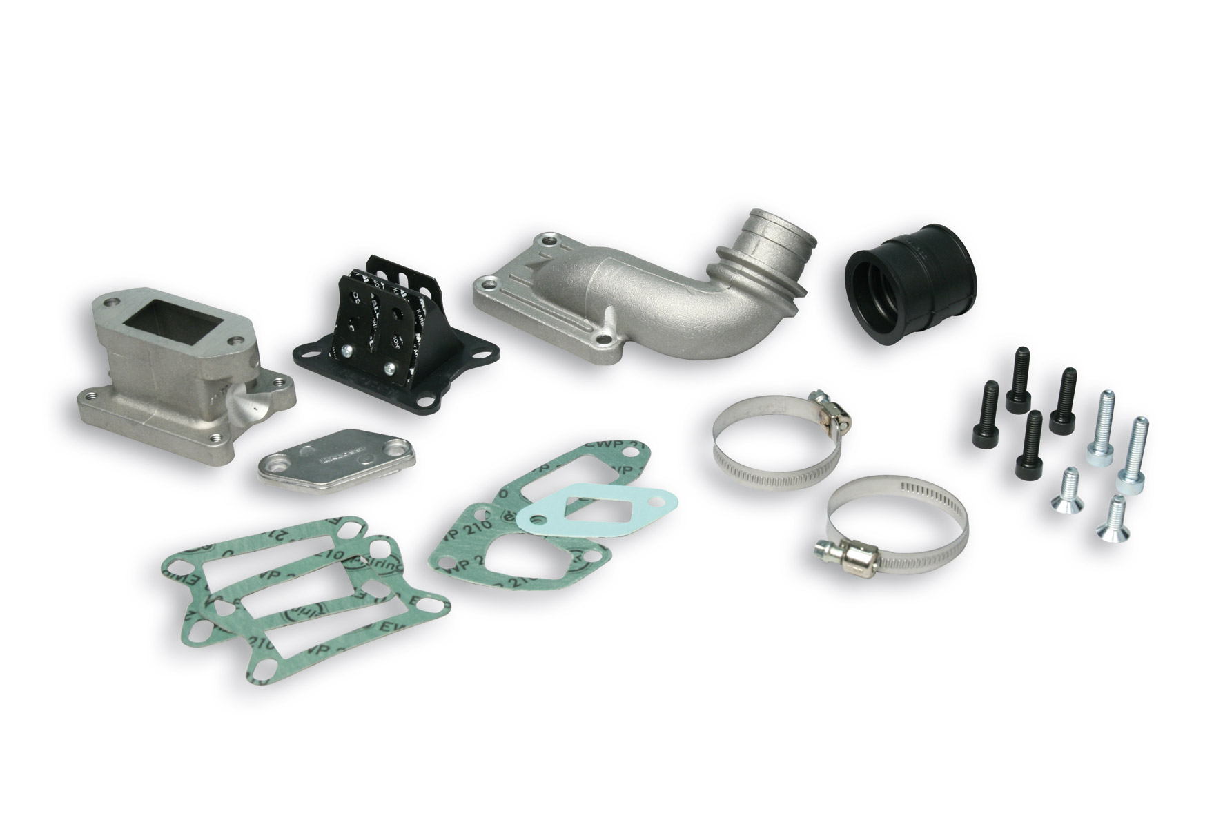 Malossi reed valve manifold assembly for 1st series cylinder PHBL 25 carburetor Vespa ETS 125 2T